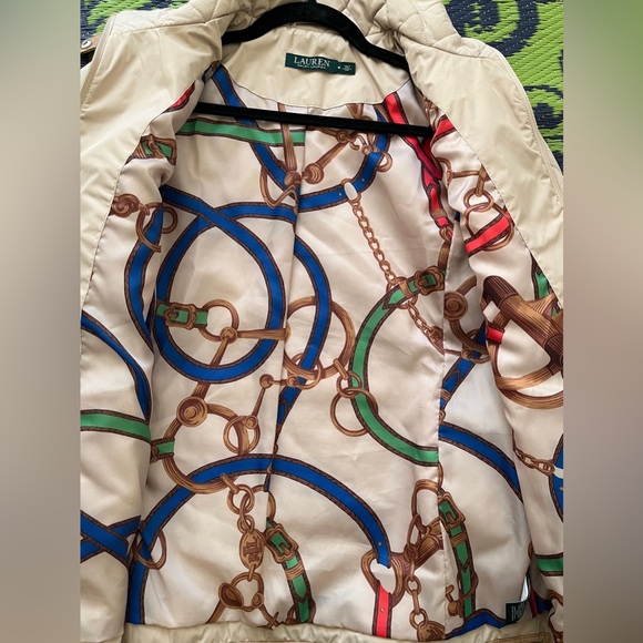 Ralph Lauren Diamond Quilted Barn Jacket With Faux Leather Trim Oatmeal Size M - Picture 11 of 13